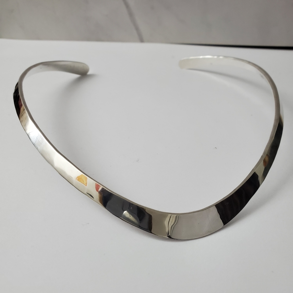 Sterling Silver 925 Solid Sterling Heavy V Neck C… - image 2